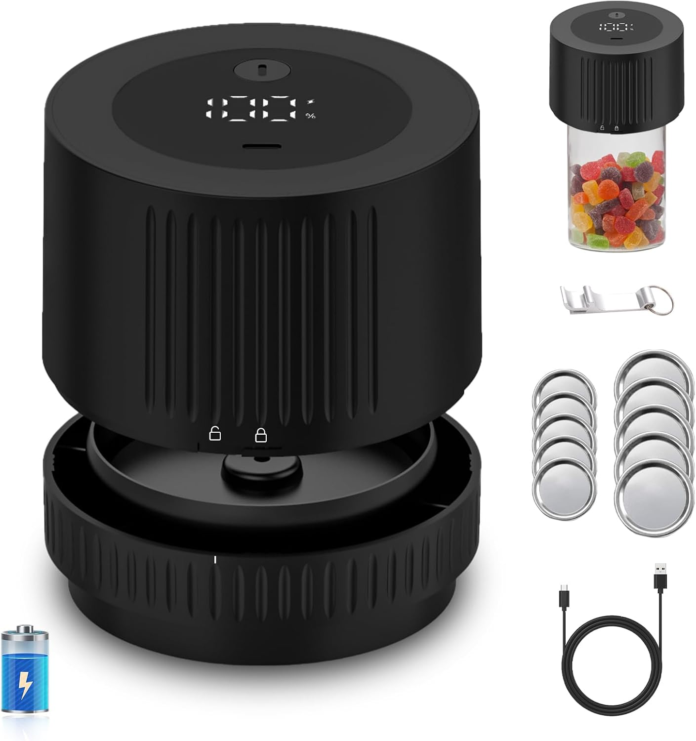 KIMWUVI Electric Mason Jar Vacuum Sealer Kit.Portable