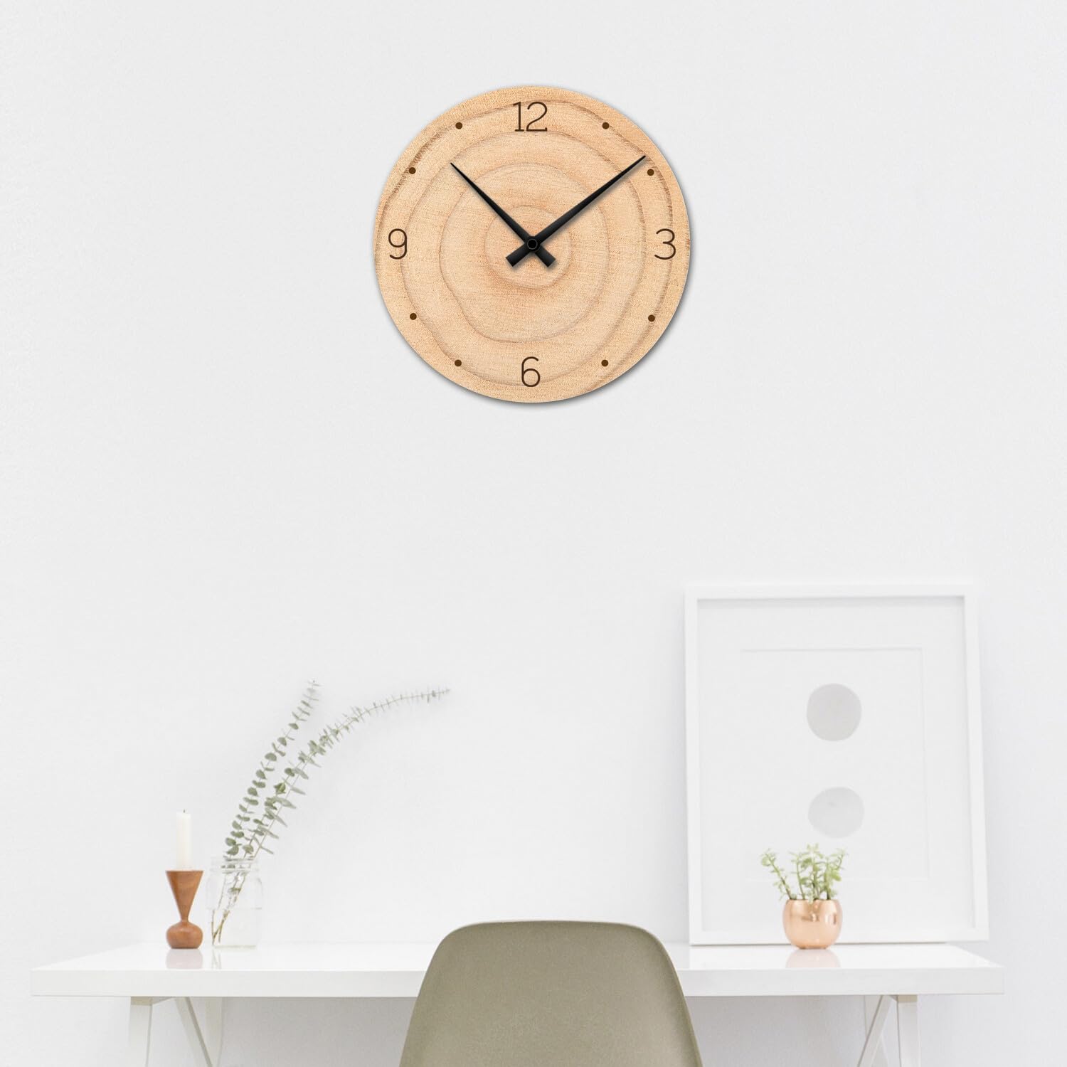 Giallobus - Reloj de línea Basic - Ring wood - Madera de MDF - Basic 30x30 - Mecanismo silencioso - Listo para colgar - Modernos
