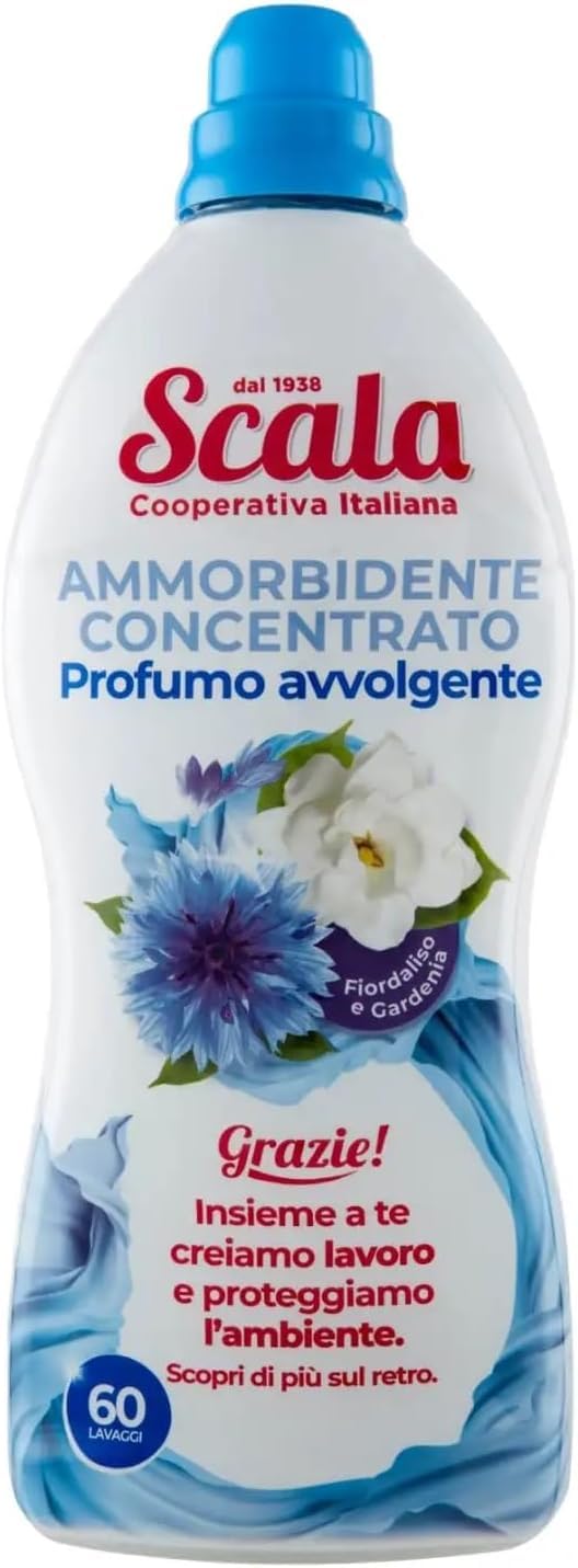 Scala Ammorbidente Suavizante concentrado aciano y gardenia, 60 lavados, dermatológicamente probado, 1500 ml + llavero Beni Culinari gratuito