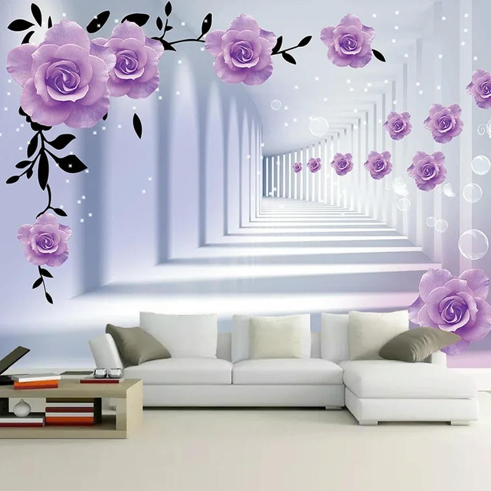 Papier peint photo murale 3D ZEZILE fleur violette sur mesure pour decoration salon