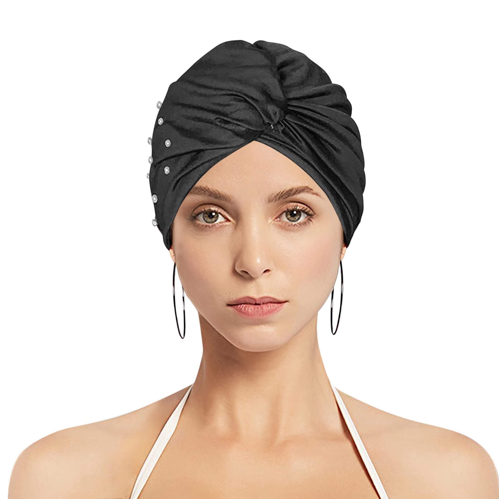 Comfortable Women's Swimming Hat - Ear Protection, Fashion, Elastic, Pool Cap, Short & Long Hair, Black