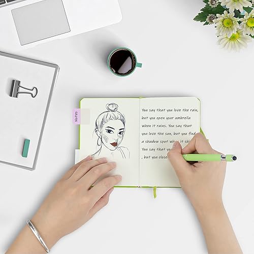 Miniatura 7 de Paquete de 2 cuadernos de bolsillo rayados con bolígrafo, cuaderno de tapa dura A6, mini bloc de notas de 3.7 x 5.5 pulgadas, papel grueso de 3.53