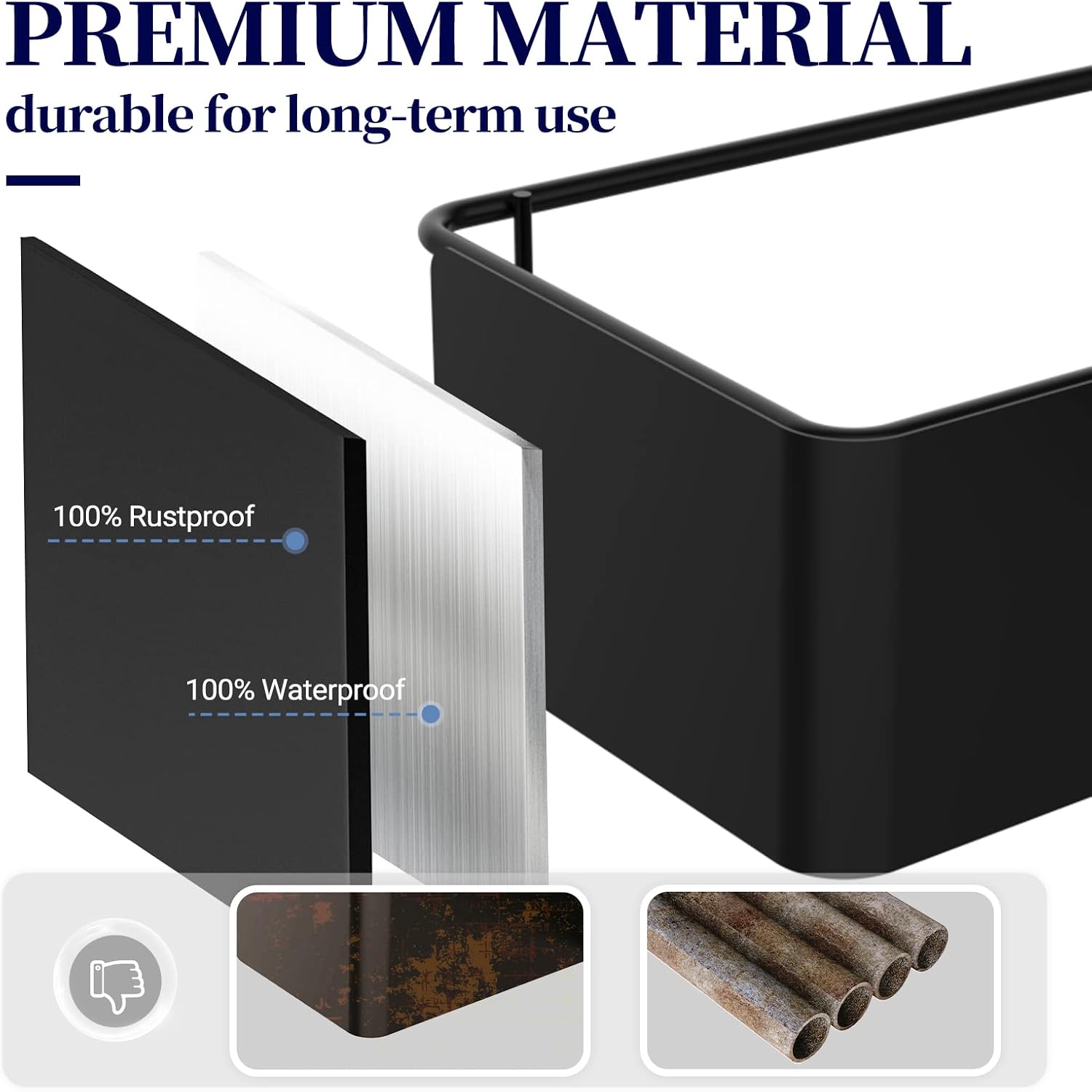 Kitsure Corner Shower Caddy - 2 Pack Rustproof Shower Organizer, Durable Shower Shelves with Large Capacity, Drill-Free Adhesive Shower Rack with 4 Movable Hooks, a Soap Holder, Black