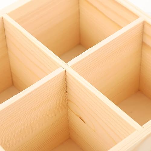 Miniatura 7 de Operitacx Organizador de escritorio de madera para terraza, 6 compartimentos, soporte de madera, organizador de mesa rústico para suministros de