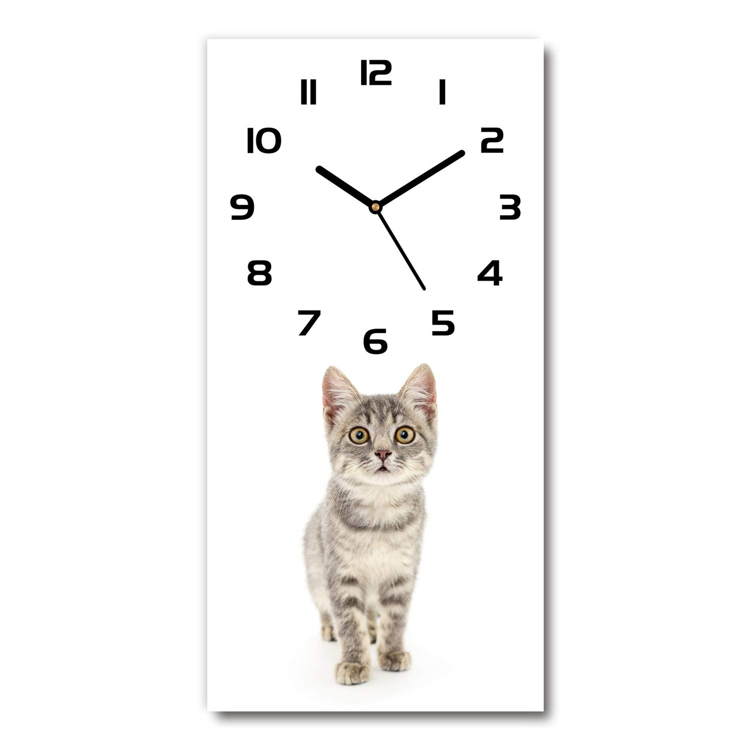 Horloge en verre silencieuse Tulup 30x60cm chat gris salon design sur pied