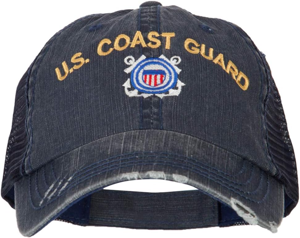 US Coast Guard Embroidered Low Profile Cotton Mesh Cap