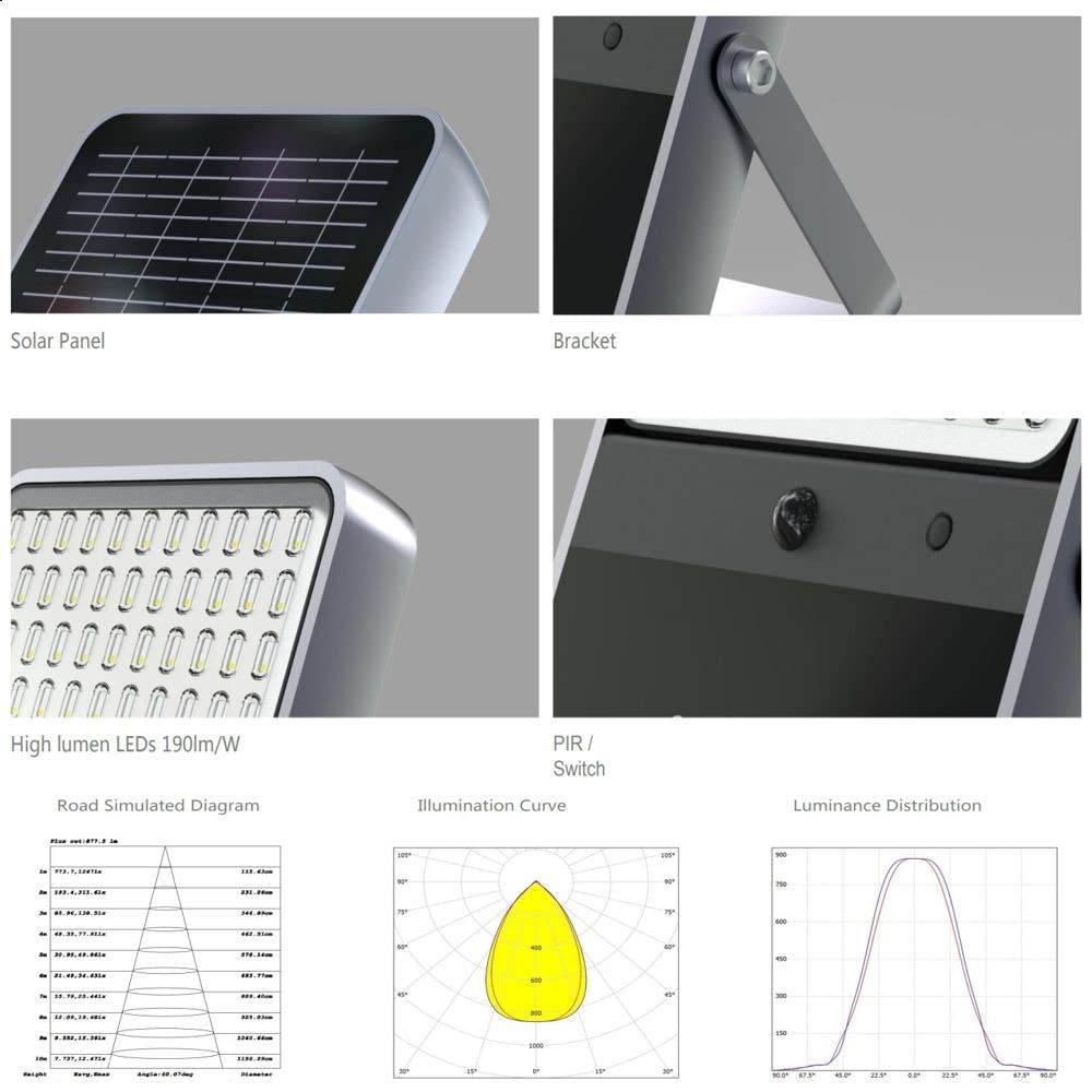 FactorLED Foco Proyector Exterior SOLAR LED 100W 5700K - Sensor de Movimiento - Mando a distancia