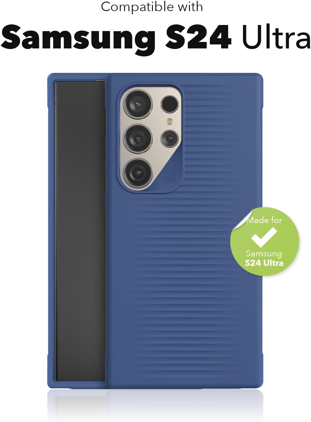 ZAGG Luxe Samsung Galaxy S24 Ultra Case – Graphene-Enhanced, Ultra-Slim, Shock-Resistant, 10ft Drop Protection, Eco-Friendly Design, Wireless Charging Compatible, Noble Blue