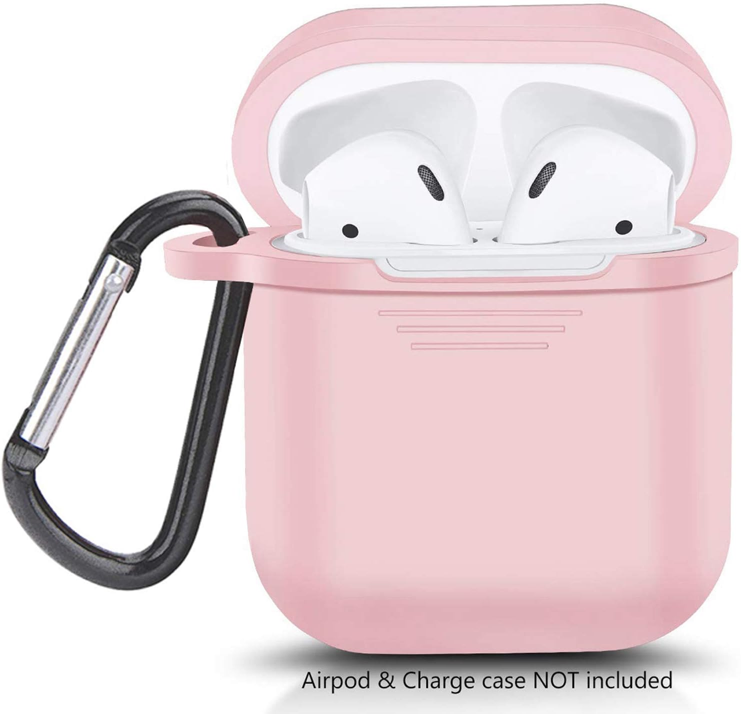 Airpods Case, Airpods Protective Silicone Case Cover and Skin Compatible with Apple Airpods Charging Case, Waterproof and Shockproof Airpods Case Cover with Keychain, Carrying Box - Pink