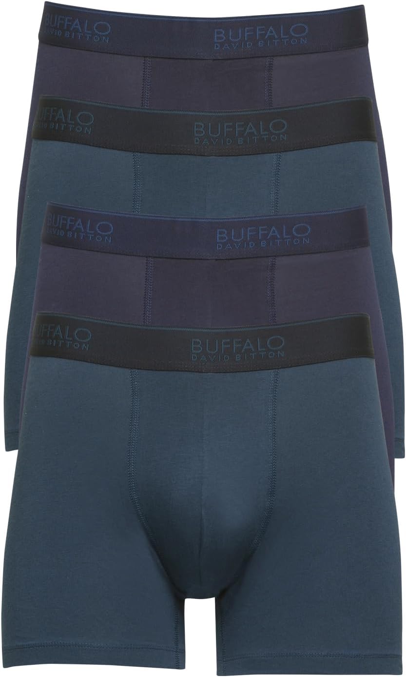 Felina Buffalo Mens Cotton Boxer Briefs, Moisture Wicking & Breathable, 4-pack
