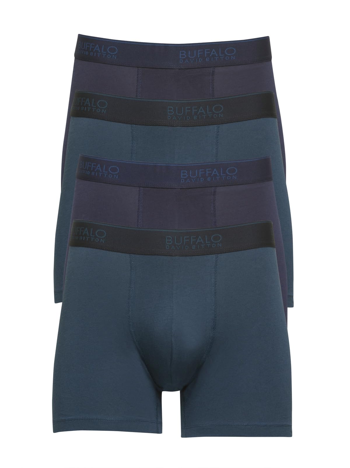 Felina Buffalo Mens Cotton Boxer Briefs, Moisture Wicking & Breathable, 4-pack, Denim Sapphire, L