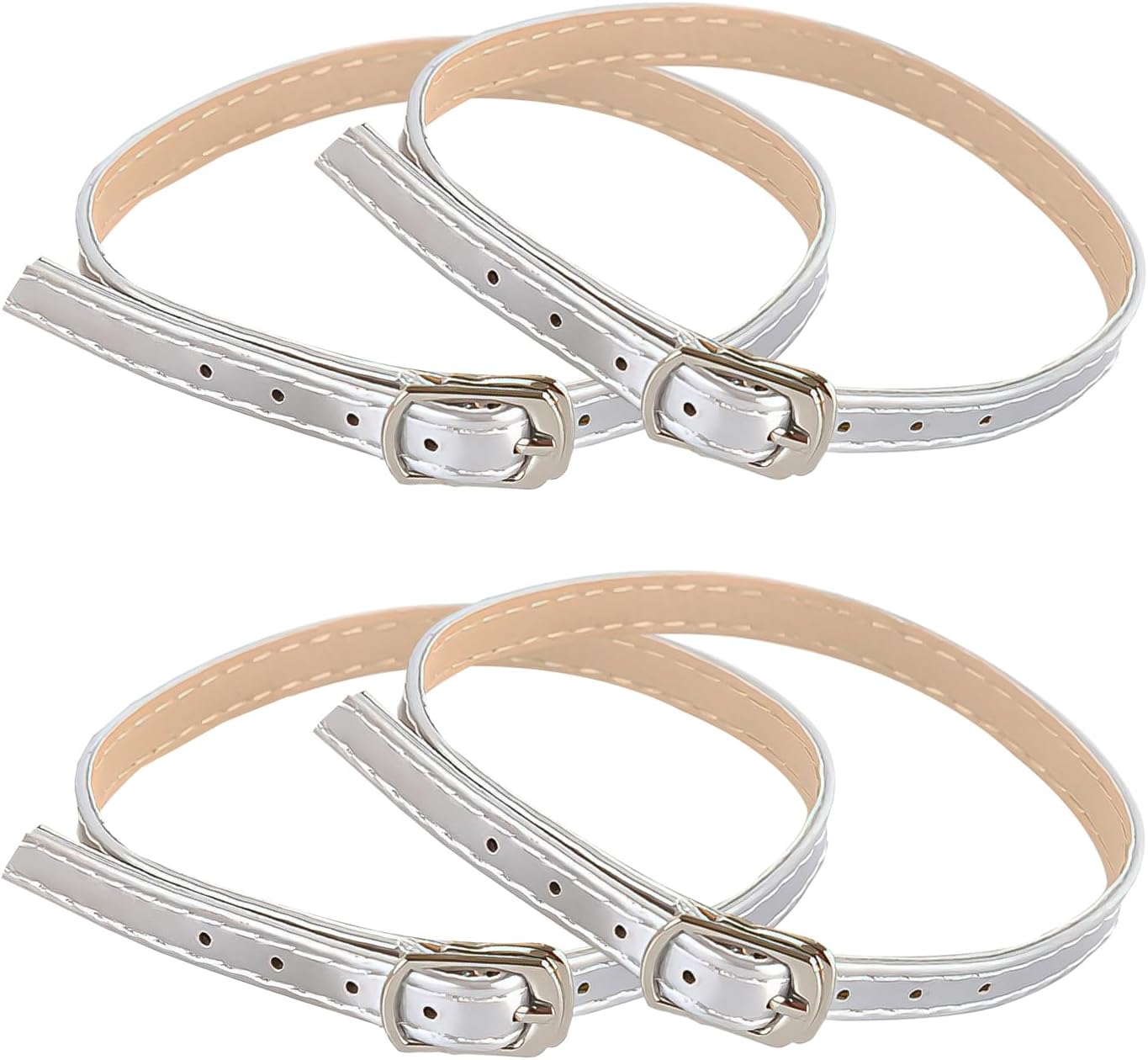 IBEIKE Elastic High Heels Shoe Straps - 2 Pairs Detachable Leather Straps with Buckles, Adjustable PU Leather Replacement Ankle Straps for Heels Loose Shoes for Women Girls