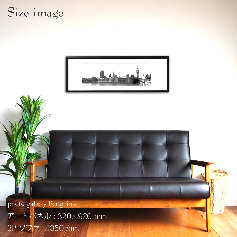 Amazon.co.jp: 横長 絵画 ロンドン イギリス モノクロ 写真 フレーム付