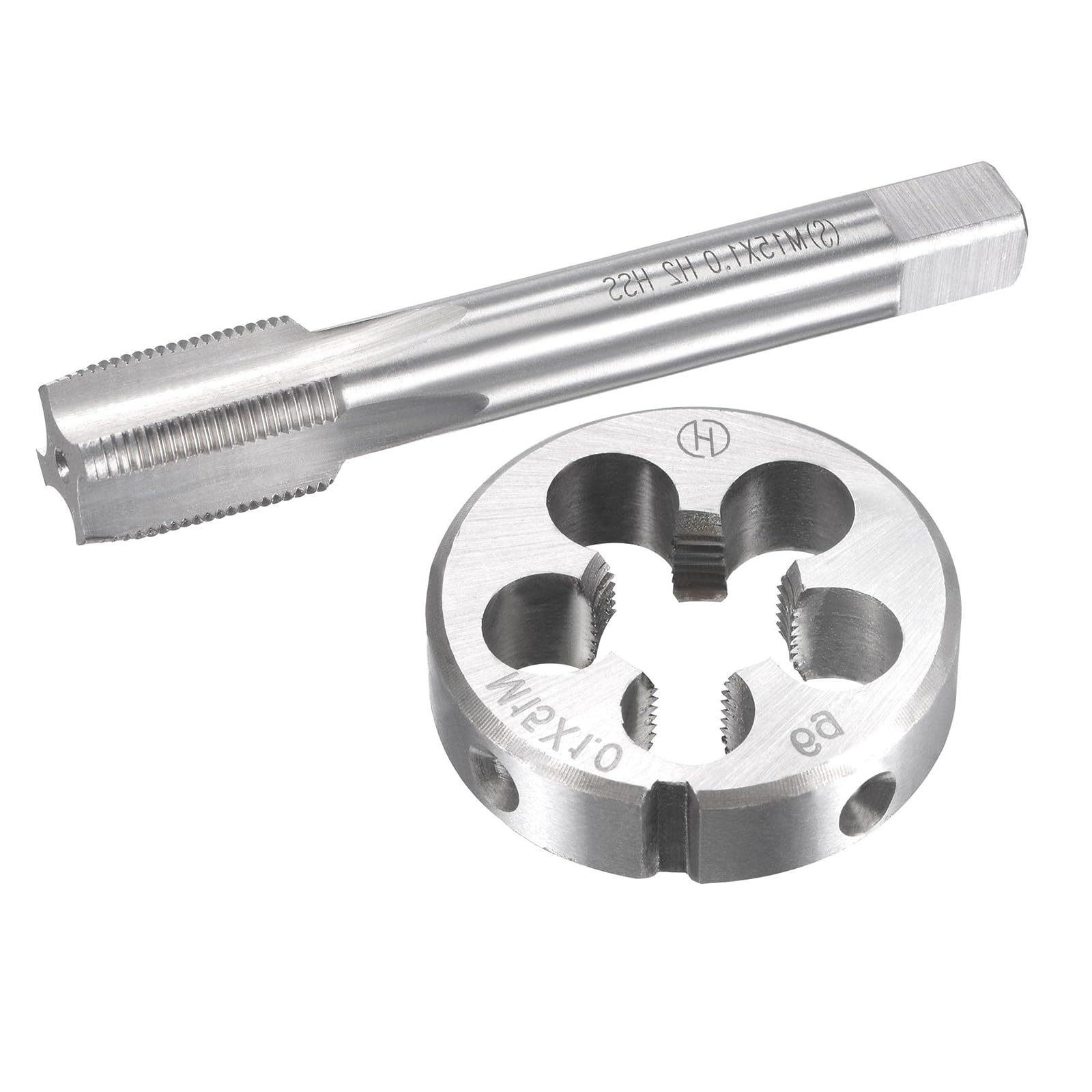 MACHSWON M15x1mm Metric Tap and Die Set,Machine Thread Screw Tap with Round Threading Die,Tap & Die Kit for Nut Screw Bolt Thread Repair