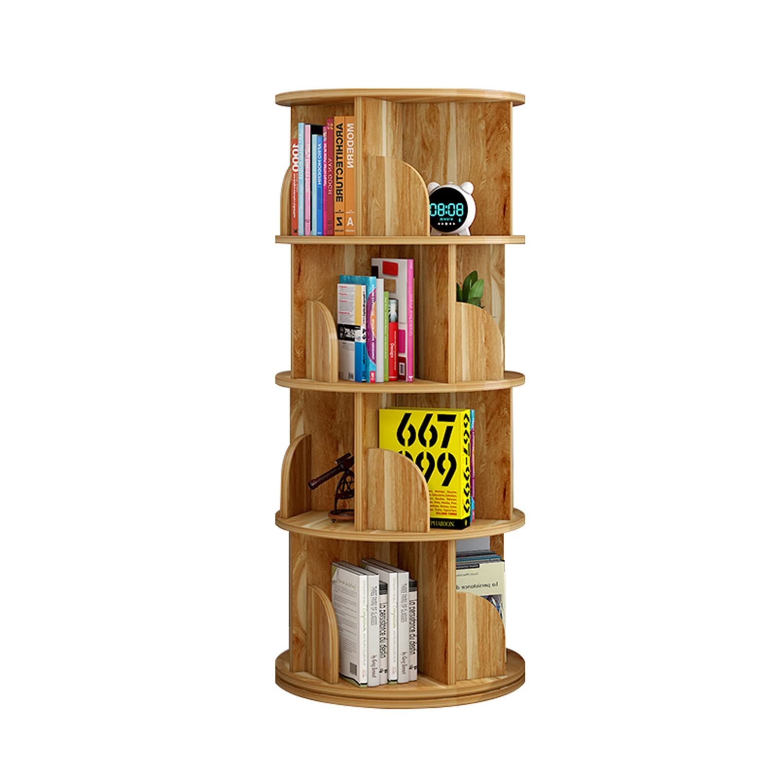 Scaffale per libri per bambini, girevole a 360 gradi, per libri illustrati per bambini, semplice e piccola, design dal pavimento al soffitto (marrone, 40 x 129 cm)