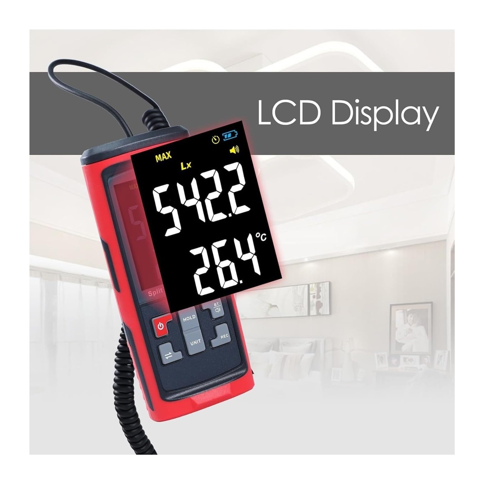 Spettrofotometro Digitale, Illuminamento Digitale Misuratore Di Luce Registrazione Lux 32.752 Gruppi Dati Fotometro Portatile Lumen LED