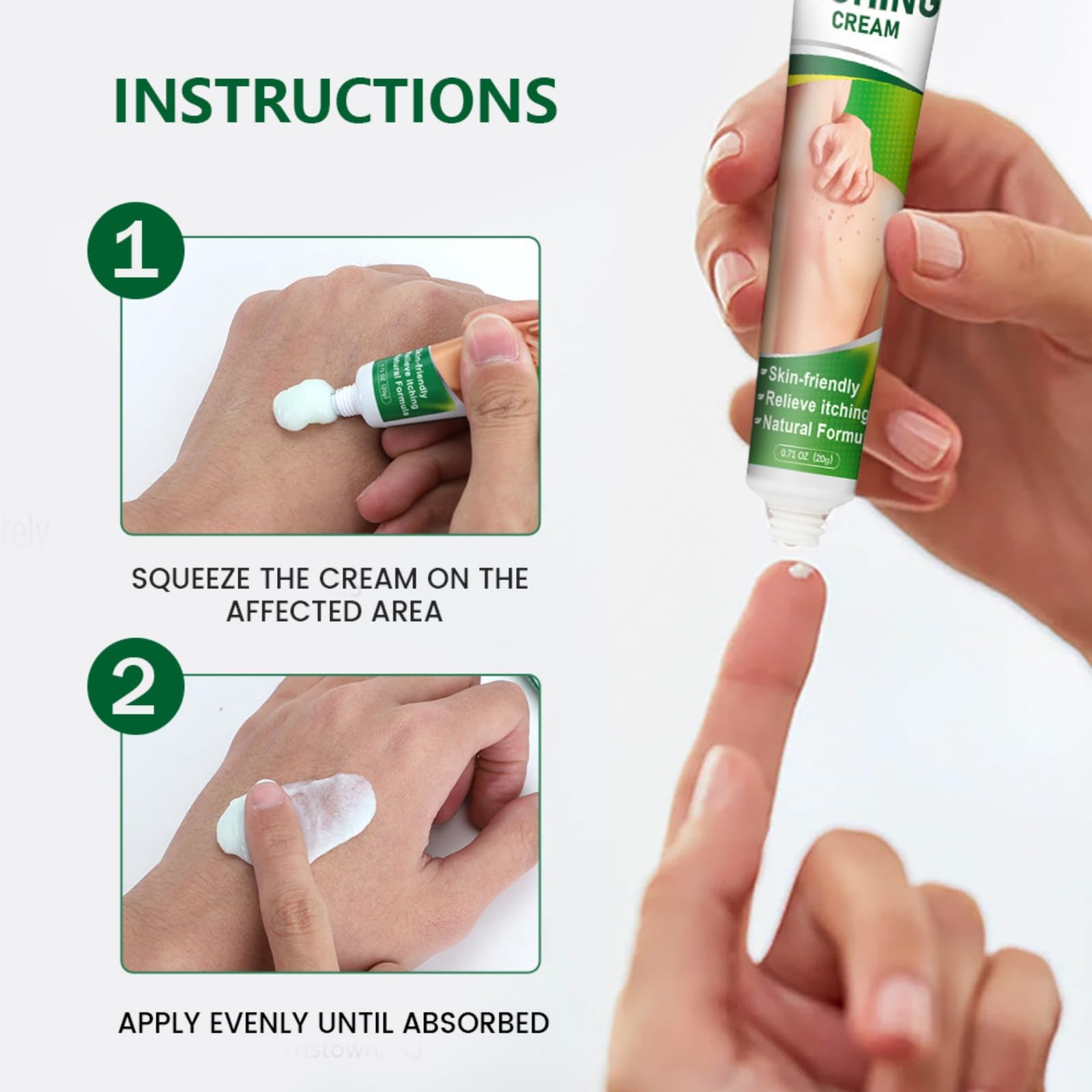 Anti-Itching Cream, 20g - Effective Relief for Itchy, Dry, and Irritated Skin - Soothes Eczema, Ringworm, Heat Rash - for Mosquito Bites & Insect Stings - Moisturizing & Nourishing Ointment