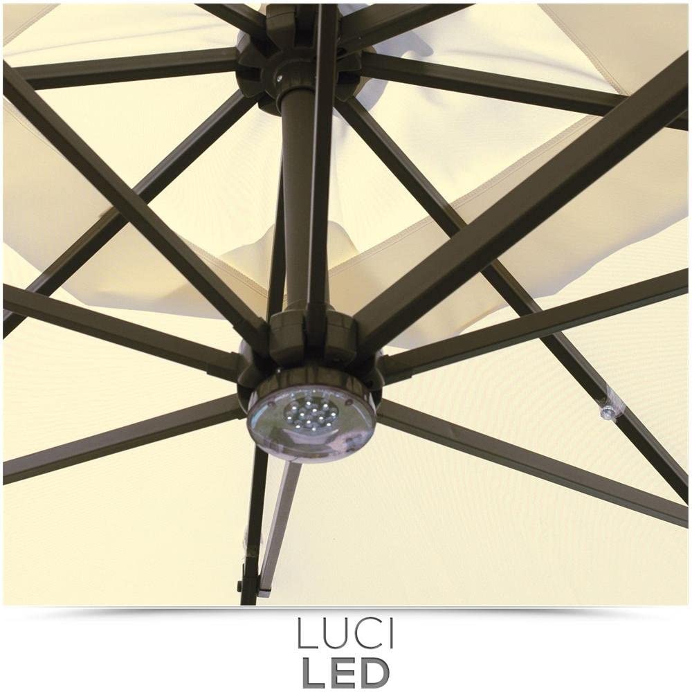 GREEN HOUSE Ombrellone Quadrato 3x3 m con luci LED Ecrù E 5023