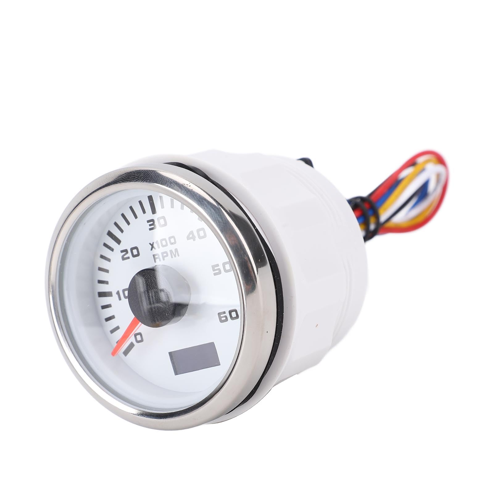 Montage RPM de Jauge de Voiture, 52 Mm 2 Pouces Voiture 6000 Tr/Min (Couvercle en argent en cadran blanc cx6228)