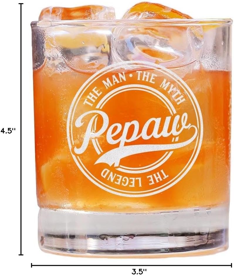 Pepaw The Man The Myth The Legend Whiskey Glass, Gifts For Grandfather, Papa, Dad, Him, Christmas, Birthday, Father's Day For Pepaw From Daughter, Son - Image 3