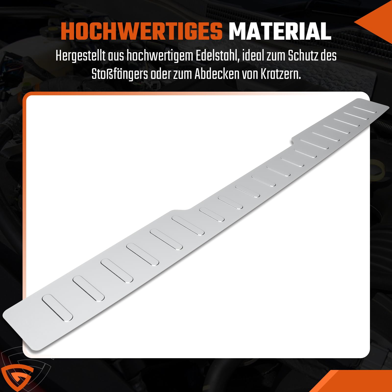 GEARMONSTER Protector de parachoques de acero inoxidable compatible con Vito y Clase V W447 a partir de 2014, brillante | Protección antiarañazos, acero inoxidable pulido, cinta adhesiva de doble cara preinstalada, fácil montaje