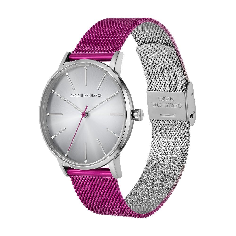 Armani Exchange Orologio da donna, Movimento al quarzo a tre lancette e cassa da 36 mm con cinturino in acciaio inossidabile