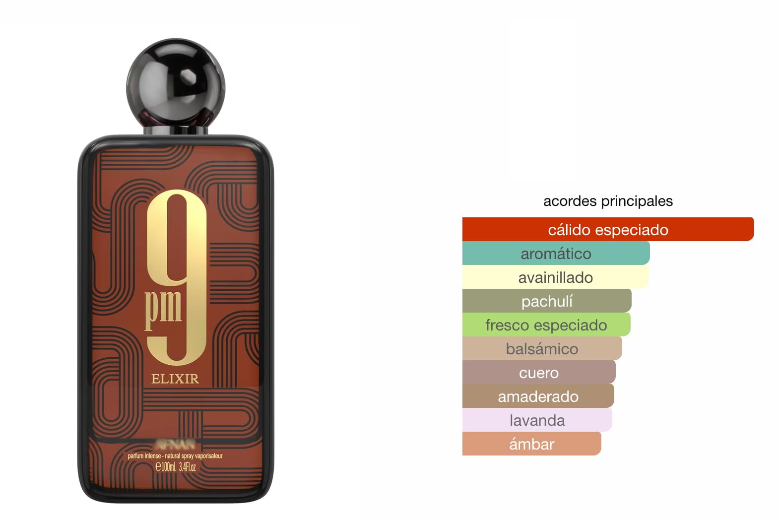 Perfume 9 PM Elixir Extrait de Parfum 100 ml, Perfume Árabe Unisex de Larga Duración, Incluye Atomizador Recargable 5 ml, Fragancia especiada, cuero y vainilla con toque oriental (9 PM Elixir)