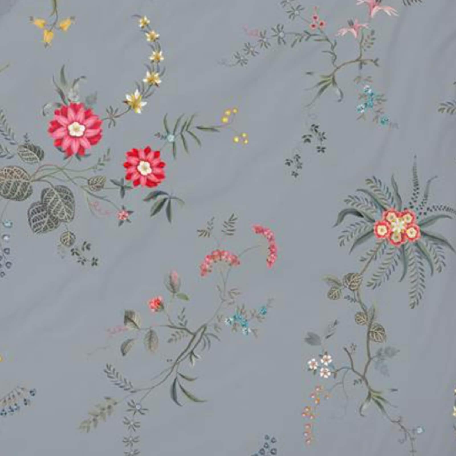 Pip Studio Bettwäsche Fleur Grandeur aus 100% Baumwolle Perkal mit Blumenmuster und Wendeoptik, Blau, 135 x 200 cm