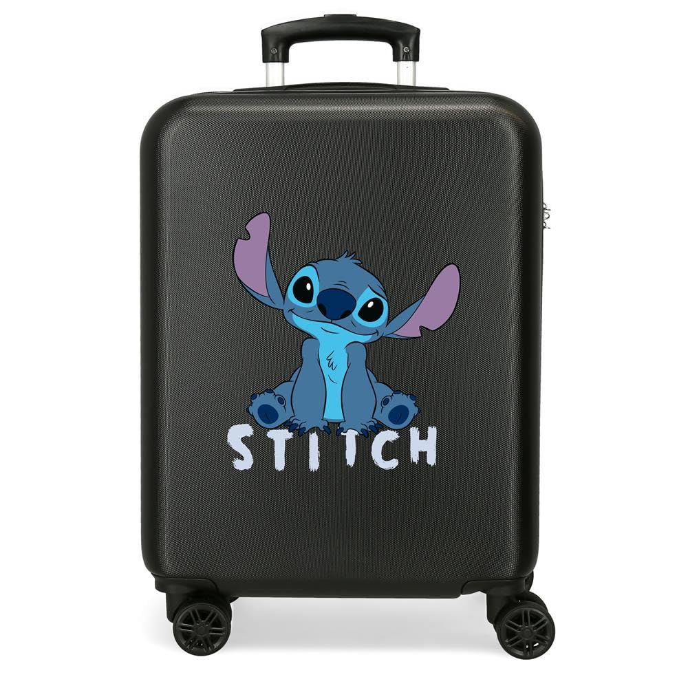 Disney Walizka dziecięca Twarda 4-kołowa Zamek szyfrowy z boku Bagaż podręczny wykonany jest z ABS, sztywnego i lekkiego materiału., Stitch Cute, Walizka kabinowa