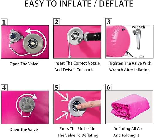 Miniatura 9 de Colchonetas de gimnasia y entrenamiento inflables, 4 pulgadas de grosor, incluye bolsa de transporte, bomba de inflar eléctrica, para uso doméstico,