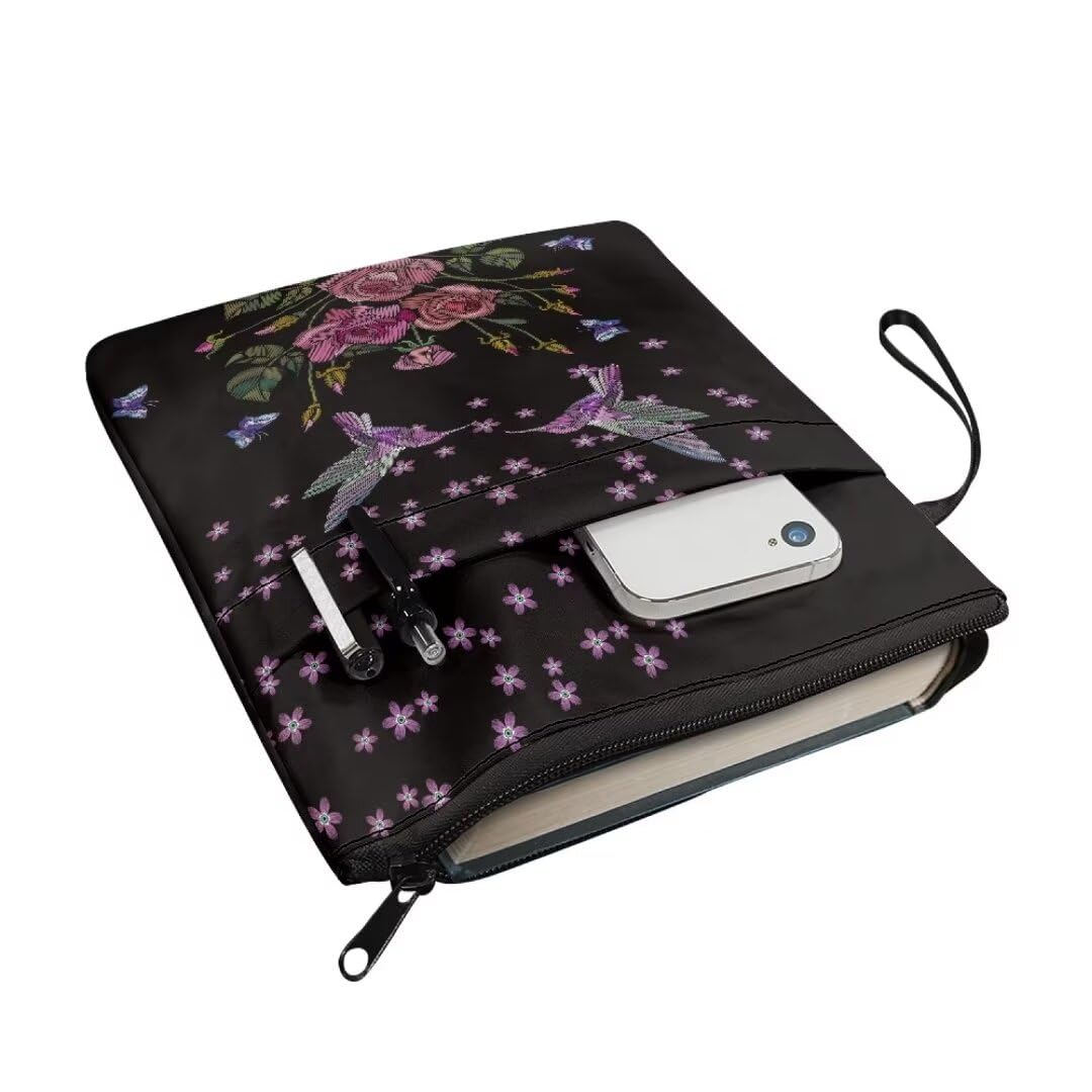 Wanyint Book Sleeve Book Pouch Washable Fabric Book Protector with Zipper 11.4'' x 8.7'' Book Cover for Book Lovers Classmate - Image 2