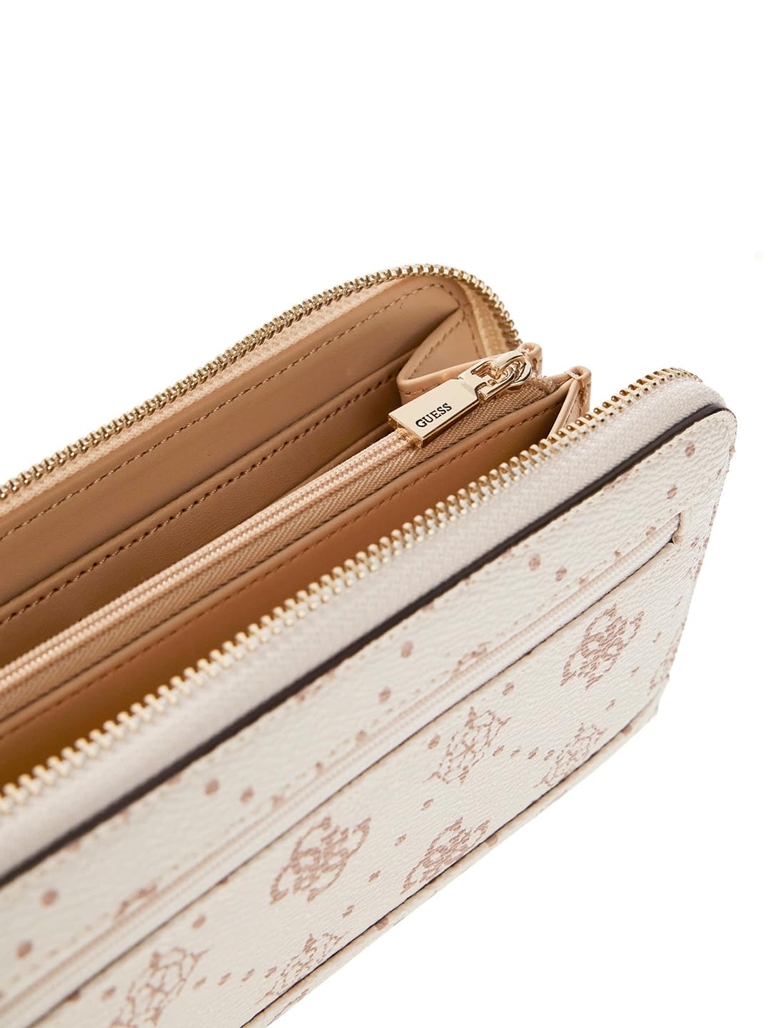 GUESS portafoglio Carrie Logo Large Zip Around Wallet Vanilla Logo avorio