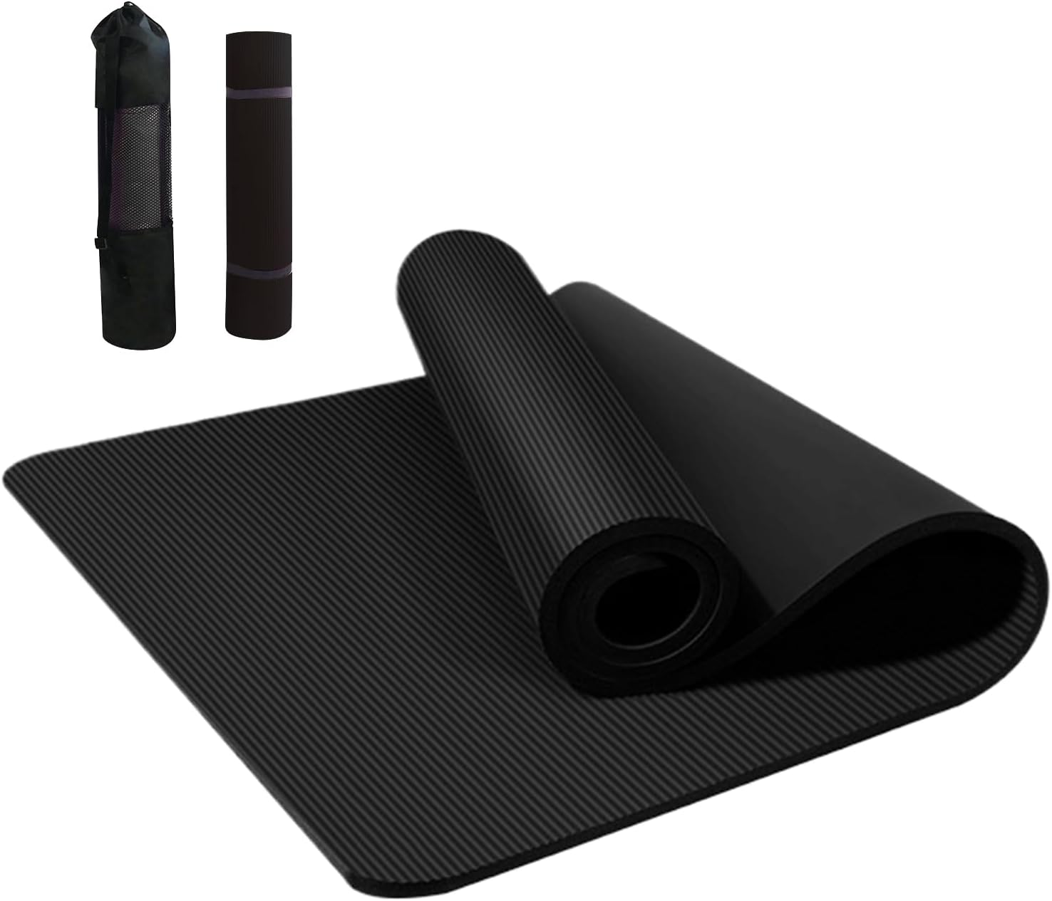 Exercise Fitness Mat - Thick Yoga Pad, Lightweight Workout Equipment | Shock Absorbing Training Pad, Carrying Strap Mat, Non Slip For Women Men Pilates Stretching Indoor Outdoor Exercise Sessi - Image 1 of 9