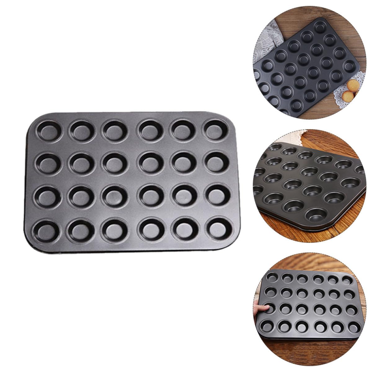 TOYANDONA Moldes Reutilizables para Muffins y Cupcakes 24 Cavidades Acero al Carbono Antiadherente Seguro para Hornear Casero 2 Piezas Uso Doméstico Cocina