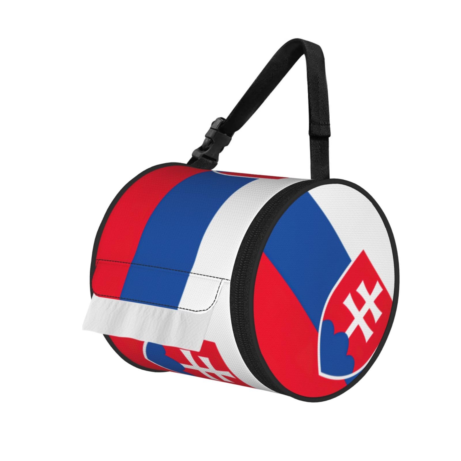 Flag Of Slovakia Print Fashion Tissues Organizer Box, Hanging Tissue Holder For Purse Coins For Car Office Daily Outing