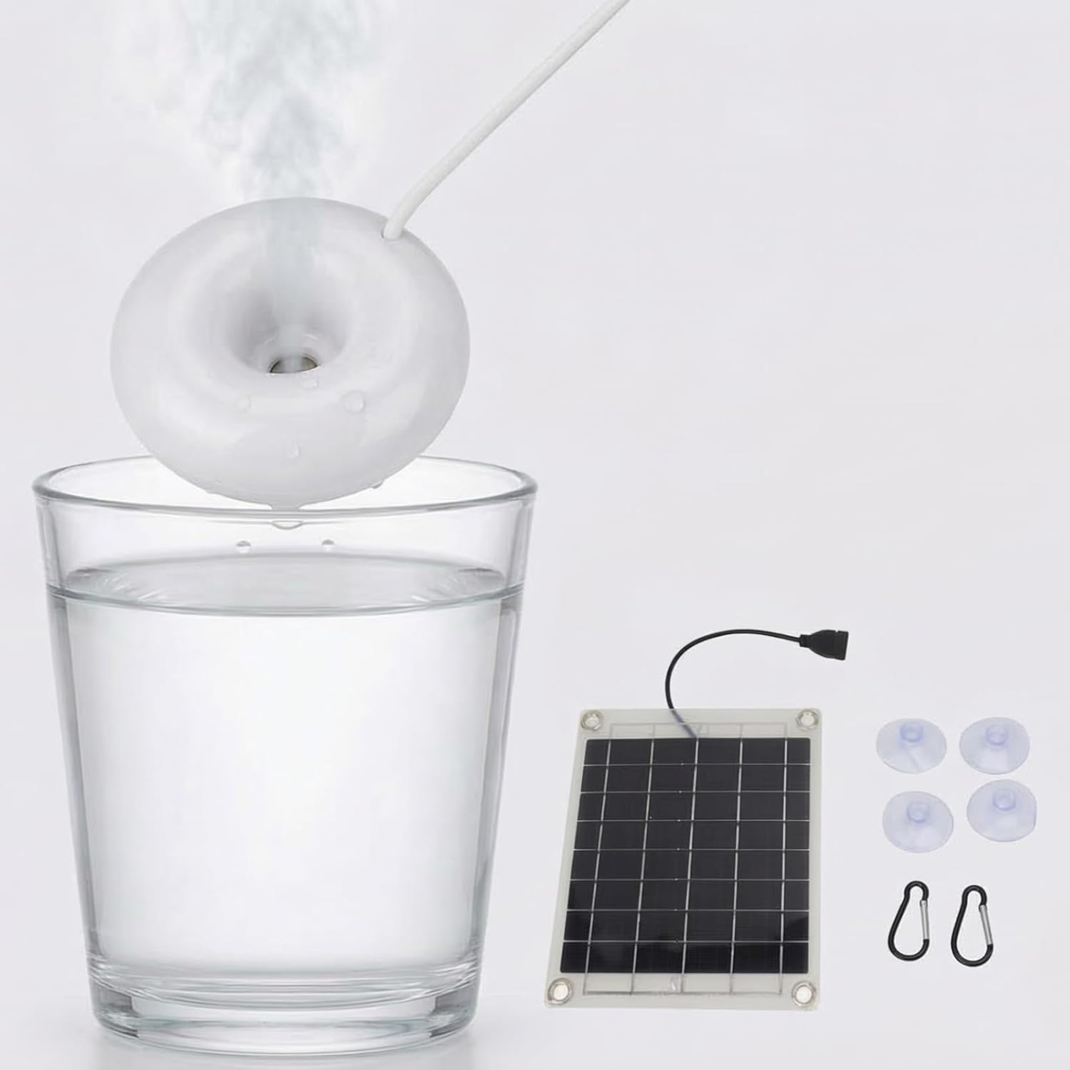 Solar Panel Floating Water Humidifier Energy Saving Double Sided Transparent Panel USB Atomization Spray Humidifier for Home Car Office Outdoor, 20w, 8.5x6.9in