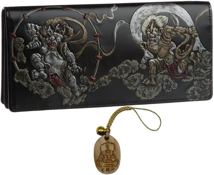 Amazon | [SakuraZen] 風神雷神 メンズ 長財布 ウォレット 和柄 和彫り 