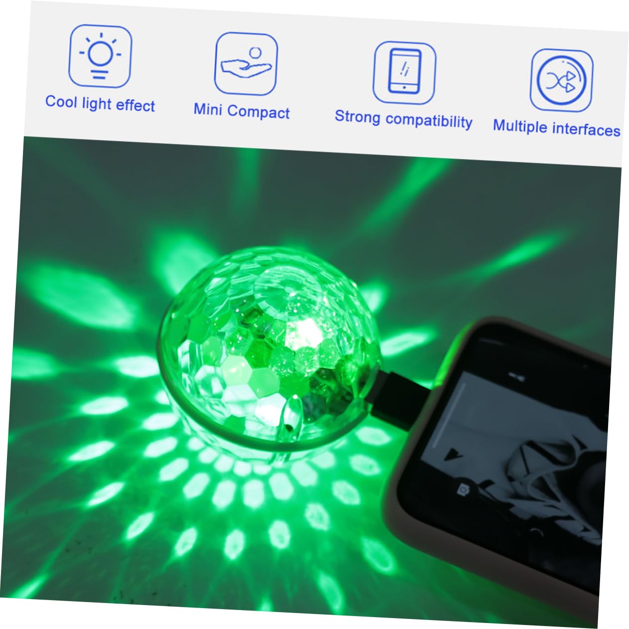 Veemoon 1pc Mini Disco Lights Portable Led Stage Ball Lighting Disco Ball String Lights Karaoke