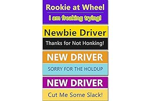 4-Pack 'New Driver' Reflective Magnetic Signs - Removable Safety Warning Bumper Stickers