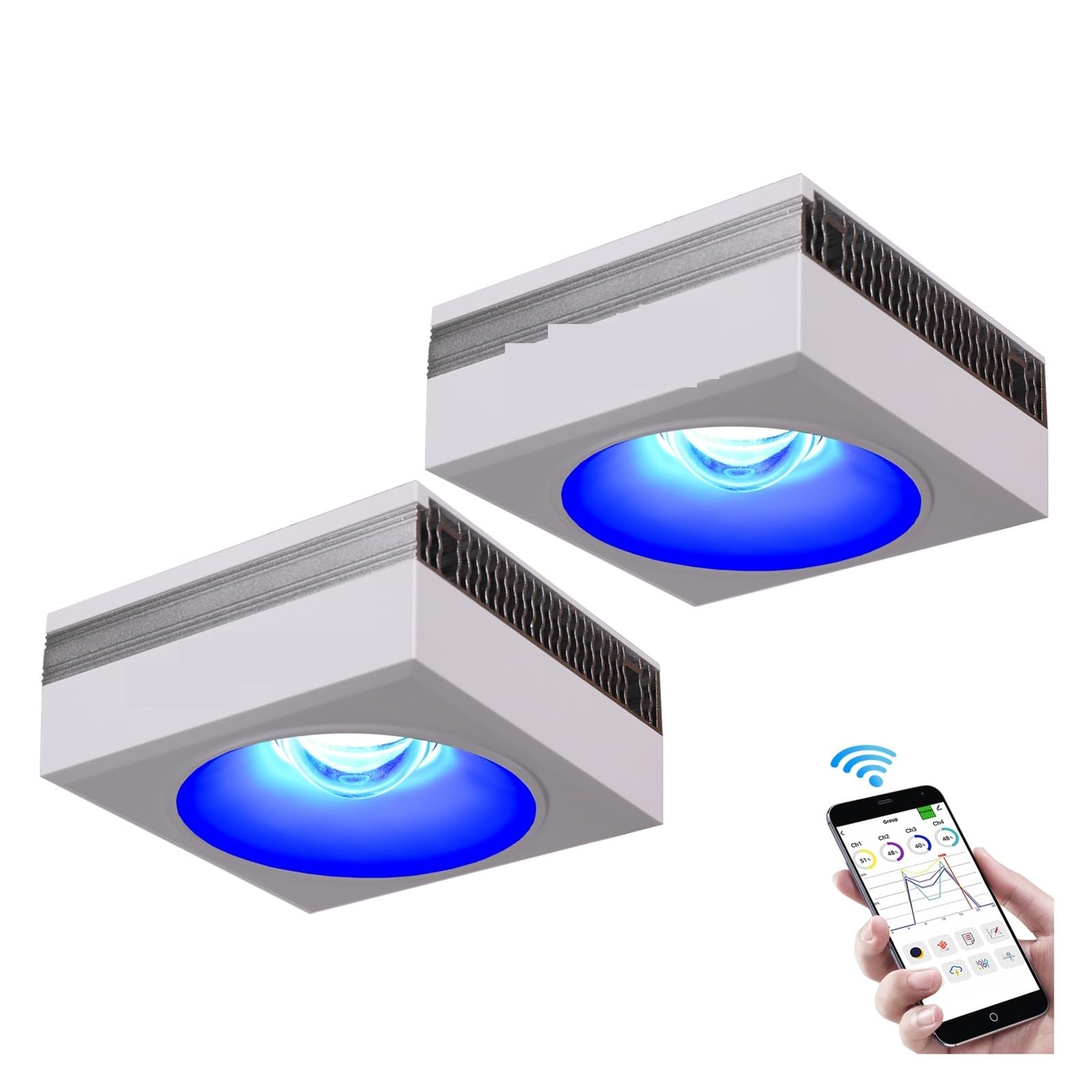 Lampa Akwariowa, RL90 oświetlenie Led do akwarium rafa koralowa oświetlenie do uprawy dla słonowodne akwarium morskie oświetlenie LED, kontrola aplikacji(2 wifi Lamp withHang)