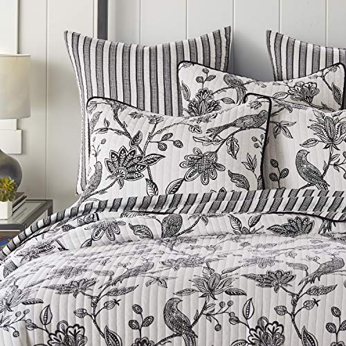 Levtex Home - Tanzie Black Quilt Set - King Quilt + Two King Pillow Shams - Black And White - Quilt (106X92In.) And Pillow Shams (36X20In.) - Reversible - Cotton Fabric #TOP2