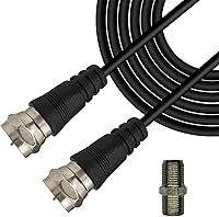 Chaowei 15ft TV Antenna Extension Coaxial Cable - Triple Shielded RG6 with F-Type Connectors & Coupler for HDTV, Satellite