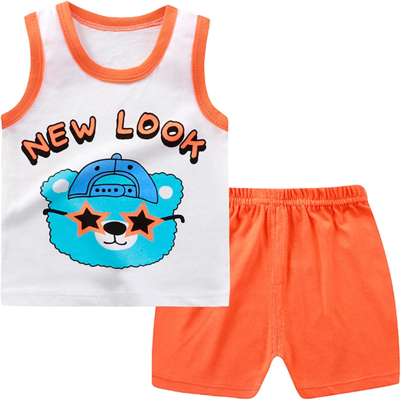 Toddler Boys 4-piece Tank Top and Shorts Set Summer Clothes Cotton Shirts and Shorts Kids Outfits - Image 2