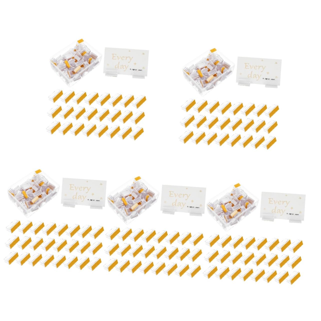Tofficu 5 Series Portaetiquetas Con Soporte Acrílico Clips De Letrero Etiquetas Para Cajas De Almacenamiento Pinzas Para Etiquetas Sujeta Carteles De Mesa Soportes De Letreros 100 Piezas*5