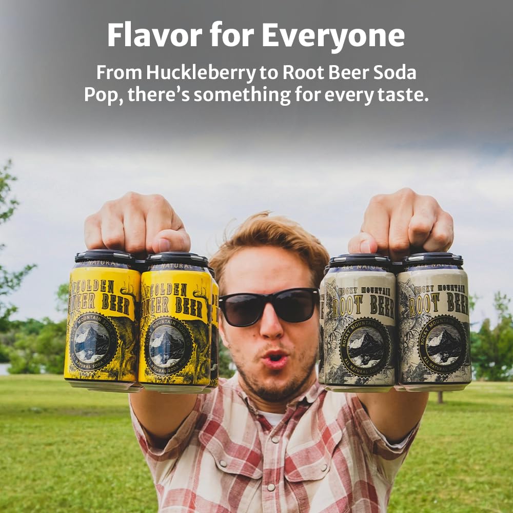 Rocky Mountain Soda, 12‑Pack 12 Fl Oz Cans, Small‑Batch Craft Soda Pop, Gluten‑Free, Vegan, Organic Cane Sugar, No Preservatives, No Added Sodium, 12 Flavors Variety Pack Soda Pop