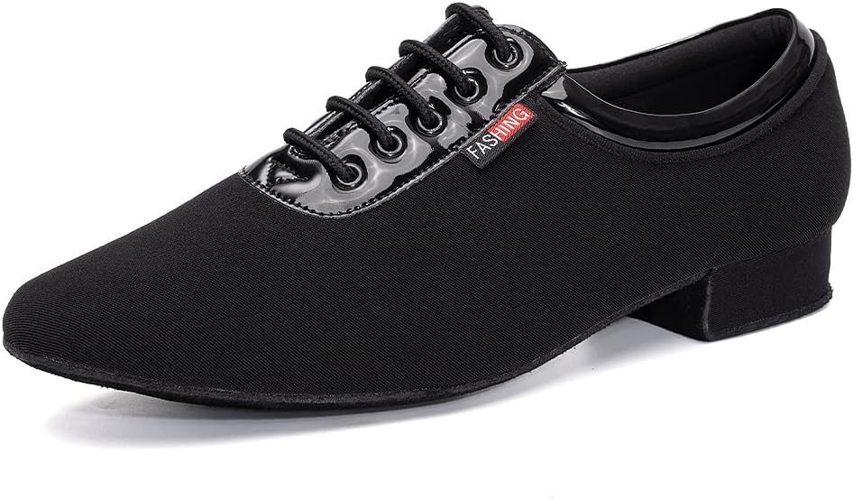 TINRYMX Men Latin Dance Shoes Lace-up Standard Ballroom Modern Tango Salsa Practice Social Dance Shoes,LHD401-Black-2.5CM,9US