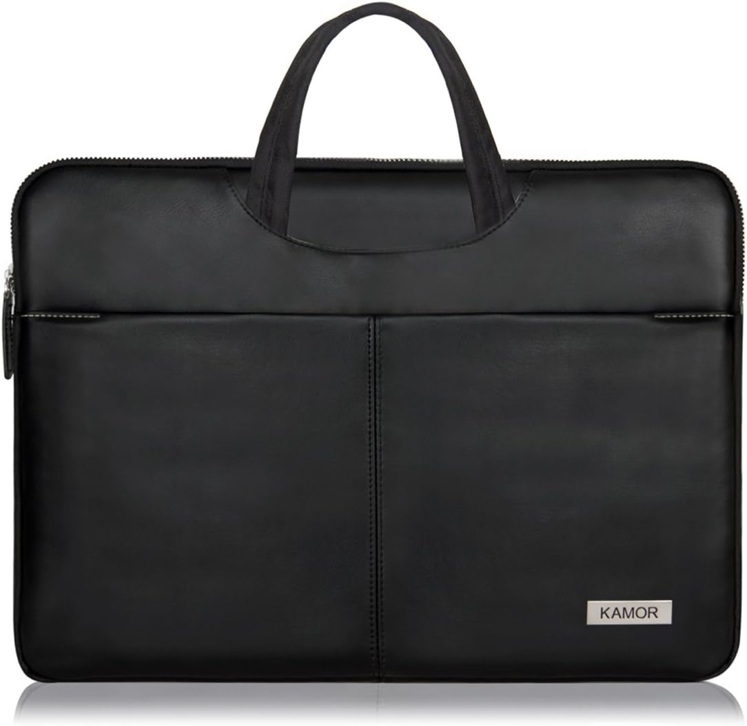 Kamor inch MacBook Air Sleeve Case Cover Shell - Water-Resistant PU Leather Felt Ultra Slim Lightweight Superior Protection Laptop Sleeve Case Bag/Notebook Computer Case (15.6 inches, Black)