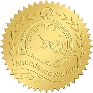 CRASPIRE Attendance Award Gold Foil Stickers Embossed Certificate Seals 100PCS Self Adhesive Stickers Medal Decoration Stickers Certification Graduation Corporate Notary Seals Envelope