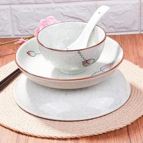 Miniatura 8 de Juego de vajilla de cerámica de 4 piezas platos platos cuencos cucharas juego de vajilla japonesa pintada a mano un buen regalo