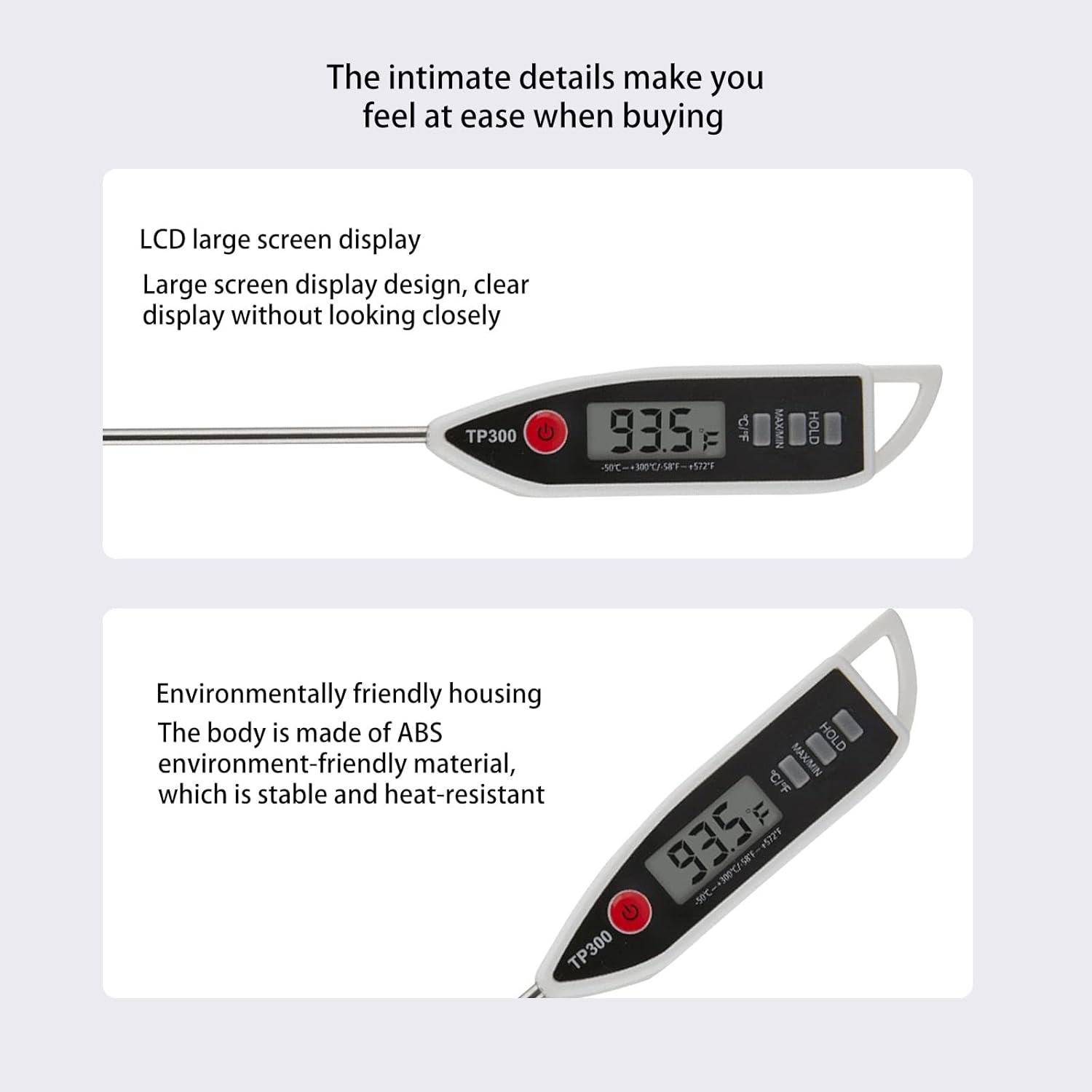 review Digital Meat Thermometer Instant Read Food Thermometer for Cooking,Baking,Liquids,Grilling BBQ & Air Fryer Thermometer Digital Instant Read Meat Thermometer Kitchen Cooking Thermometer (White)